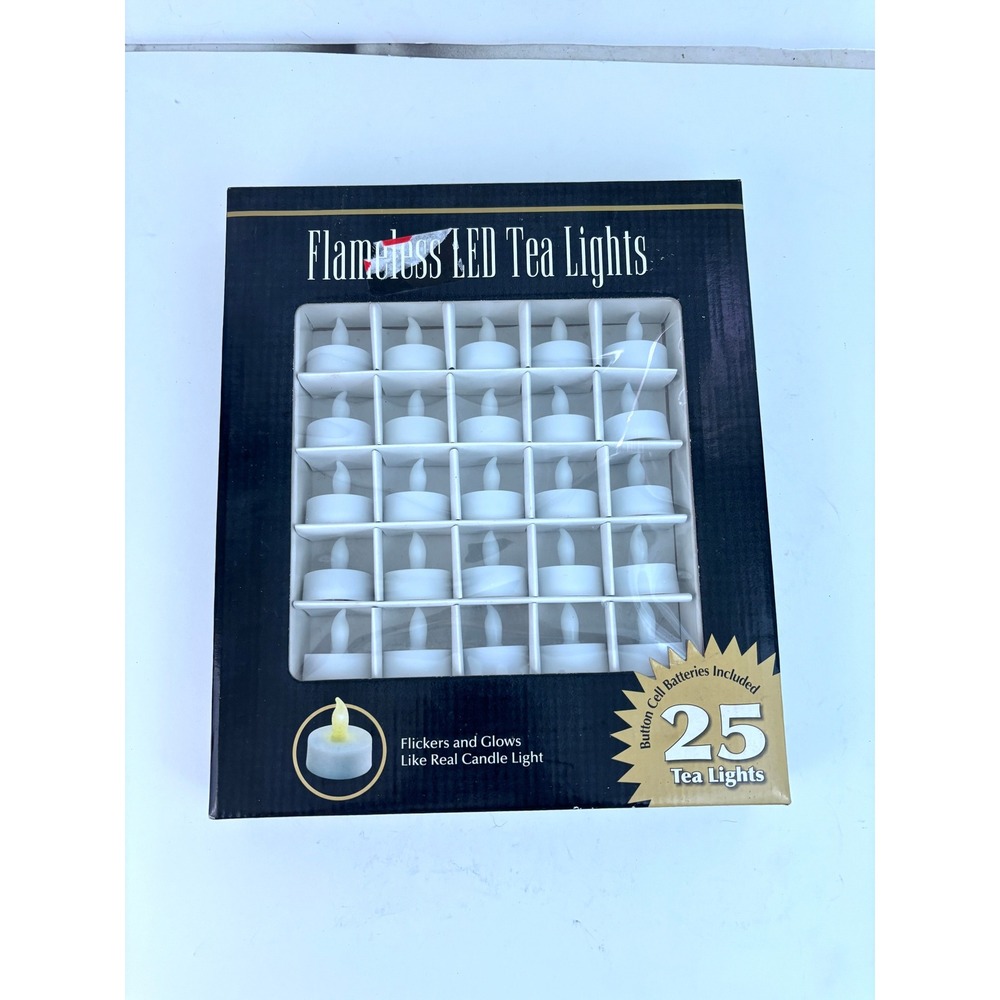25 Flameless LED Tea Lights Battery Operated Flickering Candles White